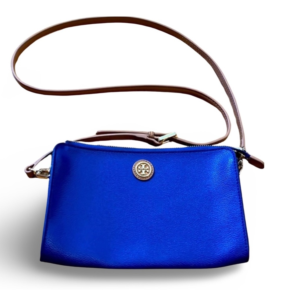 Tory Burch Royal Blue Leather Adjustable Length Crossbody Bag to wear anywhere!